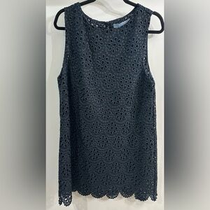 Hill House Home black scallop lace Charlie sleeveless shift dress